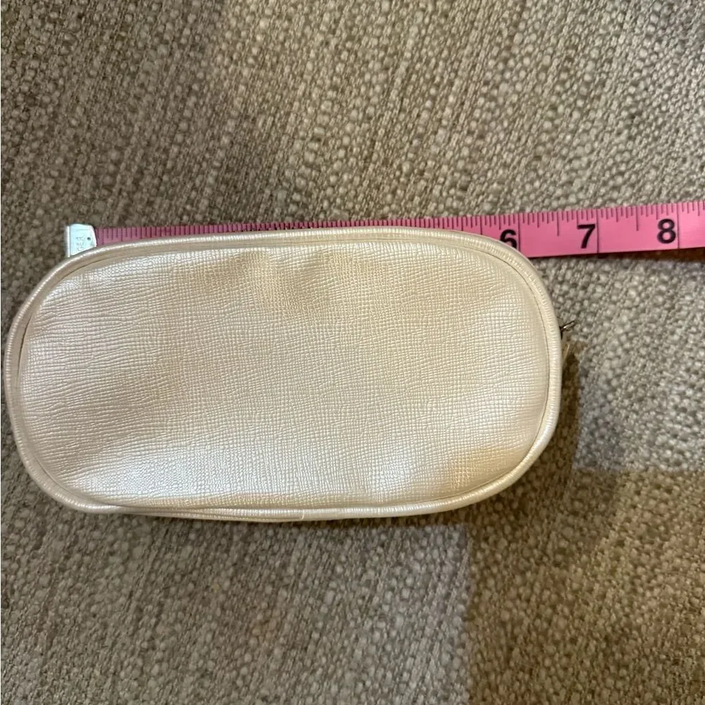 Bareminerals Cream faux leather Textured cosmetics bag